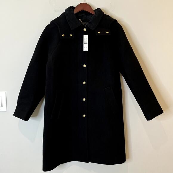 J.Crew Stowe Parka Italian Stadium Cloth Midi City Classic Office CD571 Black 0 - Picture 2 of 16